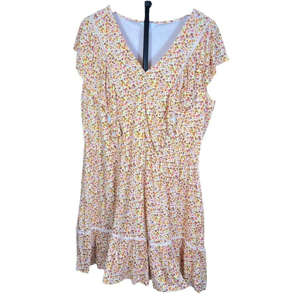 LC Lauren Conrad Womens XXL Floral Dress Boho Ruffle Fit Flare Cottagecore